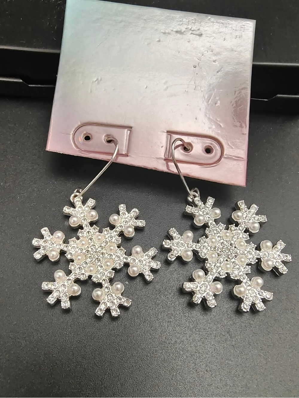 NWOT Leith Silver Snowflake Pearl Drop Earrings - Women Jewelry